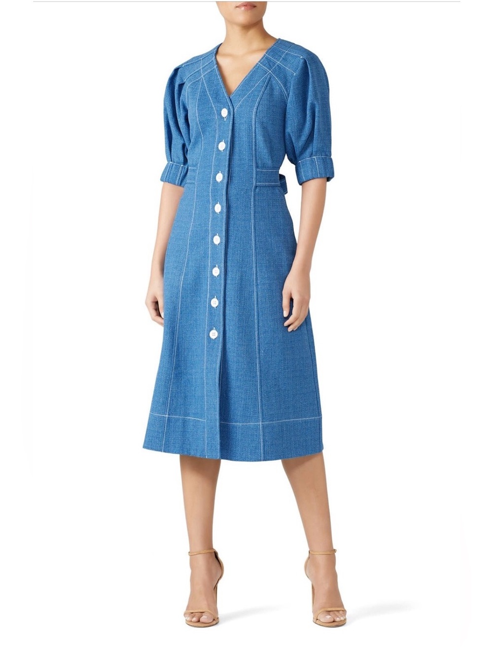 Perseverance London~Denim Tie Back Midi Dress~Size 10~$445~